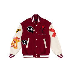 セール】ワッペンスタジアムジャンバー（ノーカラージャケット）｜Mila