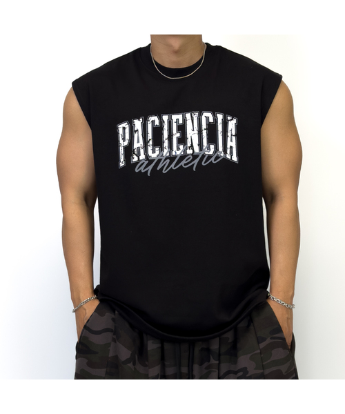 PACIENCIA(パシエンシア)の「BULK-MODE オーバーサイズノースリーブ(Tシャツ/カットソー・メンズ・ホワイト/ブルー/ブラック・LARGE/X-LARGE/XX-LARGE)」の2枚目の写真