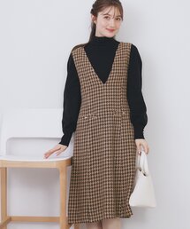 index（インデックス）の「ラメスパンコール千鳥柄ジャンスカ【洗濯機OK/イージーアイロン】（ワンピース・レディース）」