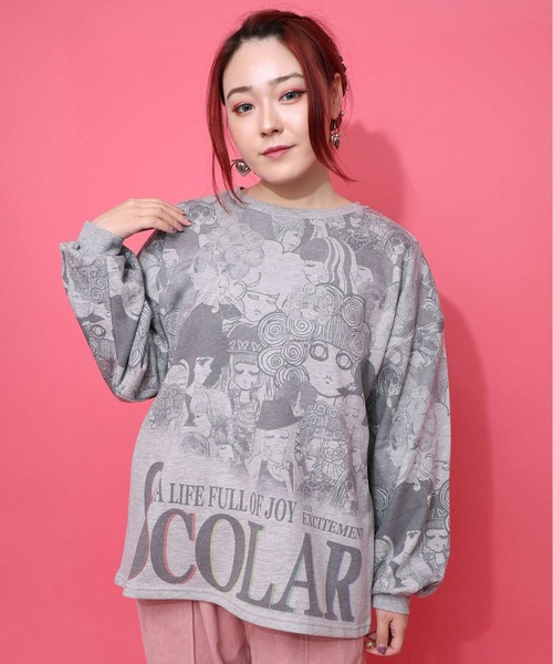 【NEW】スカラー（ScoLar）/ScoLar スカラー スカラーと女の子がいっぱい裏毛プルオーバー ScoLar(スカラー) スカラーと女の子がいっぱい裏毛プルオーバー