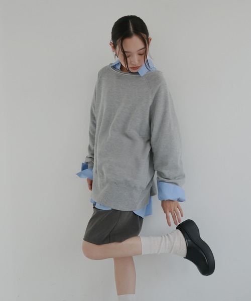 hellam(へラム)の「ボートネックワイドスウェット(スウェット・レディース・ブラック/アイボリー/ピンク/ブラウン/杢グレー・FREE)」の4枚目の写真