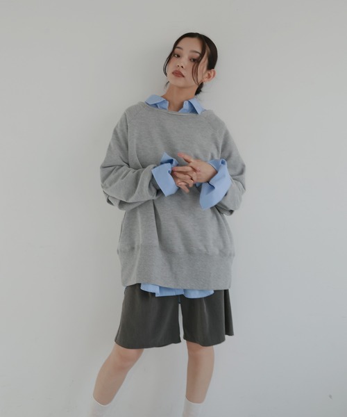 hellam(へラム)の「ボートネックワイドスウェット(スウェット・レディース・ブラック/アイボリー/ピンク/ブラウン/杢グレー・FREE)」の8枚目の写真