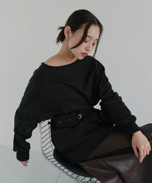hellam(へラム)の「ボートネックワイドスウェット(スウェット・レディース・ブラック/アイボリー/ピンク/ブラウン/杢グレー・FREE)」の15枚目の写真