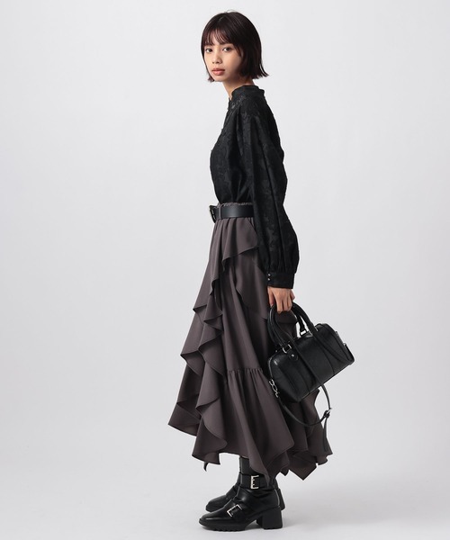 PAGEBOY（ページボーイ）の「レースジャガード2WAYブラウス【オフショル/通常着用対応】（Tシャツ/カットソー・レディース・ブラック/オフホワイト/グレー/ブルー・FREE）」の9枚目の写真