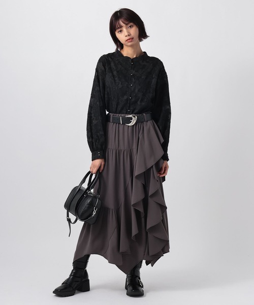 PAGEBOY（ページボーイ）の「レースジャガード2WAYブラウス【オフショル/通常着用対応】（Tシャツ/カットソー・レディース・ブラック/オフホワイト/グレー/ブルー・FREE）」の8枚目の写真