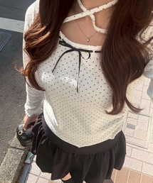 continuer de NICE CLAUP | 衿レースリボンテレコトップス(Tシャツ/カットソー)