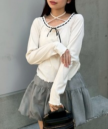 continuer de NICE CLAUP | 衿レースリボンテレコトップス(Tシャツ/カットソー)