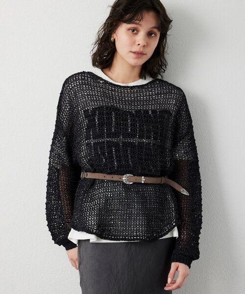 Whim Gazette（ウィムガゼット）の「スエードライクローゲージニット（ニット/セーター・レディース・チャコールグレー/ベージュ・FREE）」の8枚目の写真