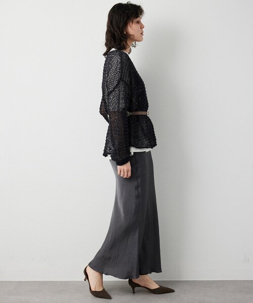 Whim Gazette（ウィムガゼット）の「スエードライクローゲージニット（ニット/セーター・レディース・チャコールグレー/ベージュ・FREE）」の14枚目の写真