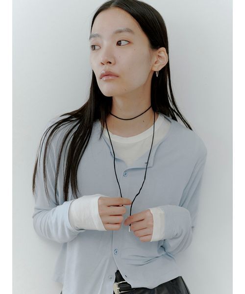 MIESROHE（ミースロエ）の「【MIESROHE COODINATE PACK 】カーディガン×ロングスリーブTシャツ×チョーカー 3点セット（Tシャツ/カットソー・レディース・ライトブルー/イエロー/ブラック・F）」の4枚目の写真