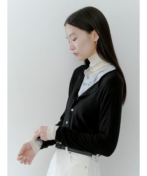 MIESROHE（ミースロエ）の「【MIESROHE COODINATE PACK 】カーディガン×ロングスリーブTシャツ×チョーカー 3点セット（Tシャツ/カットソー・レディース・ライトブルー/イエロー/ブラック・F）」の12枚目の写真