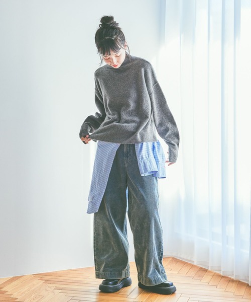 niko and...（ニコアンド）の「ポイント刺繍オックスシャツ（シャツ/ブラウス・レディース・ブルー/ベージュ/ピンク・SHORT/MEDIUM）」の4枚目の写真