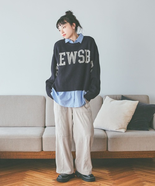 niko and...（ニコアンド）の「ポイント刺繍オックスシャツ（シャツ/ブラウス・レディース・ブルー/ベージュ/ピンク・SHORT/MEDIUM）」の5枚目の写真