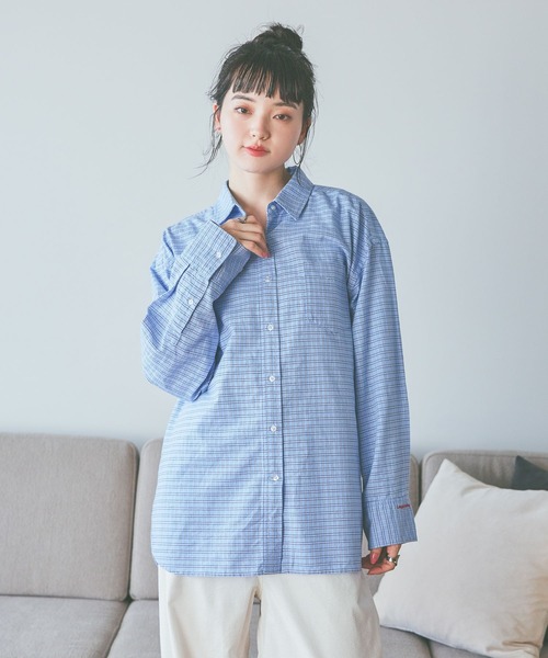 niko and...（ニコアンド）の「ポイント刺繍オックスシャツ（シャツ/ブラウス・レディース・ブルー/ベージュ/ピンク・SHORT/MEDIUM）」の10枚目の写真