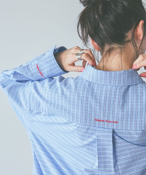 niko and...（ニコアンド）の「ポイント刺繍オックスシャツ（シャツ/ブラウス・レディース・ブルー/ベージュ/ピンク・SHORT/MEDIUM）」の12枚目の写真