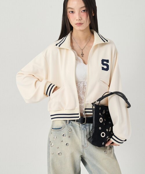 WHO'S WHO gallery(フーズフーギャラリー)の「【EC限定カラーあり】S LOGO COMPACT STAND JERSEY(ブルゾン・レディース・ブラック/ネイビー/レッド/オフホワイト・FREE)」の11枚目の写真