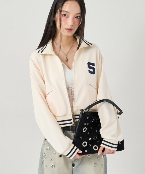 WHO'S WHO gallery(フーズフーギャラリー)の「【EC限定カラーあり】S LOGO COMPACT STAND JERSEY(ブルゾン・レディース・ブラック/ネイビー/レッド/オフホワイト・FREE)」の13枚目の写真