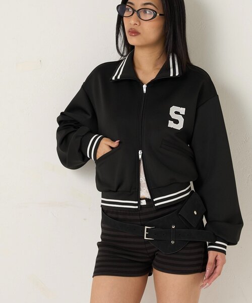 WHO'S WHO gallery（フーズフーギャラリー）の「Sロゴコンパクトトラックジャケット（ブルゾン・レディース・ブラック/オフホワイト/ネイビー/レッド・FREE）」の14枚目の写真