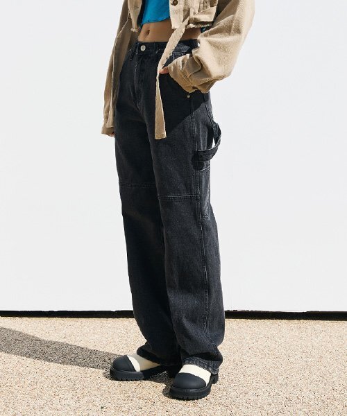 HAINT(ヘイント)の「LOAD STRAP DENIM PANTS_Black(デニムパンツ・レディース・ブラック・L)」の1枚目の写真