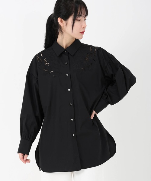 STRAWBERRY-FIELDS（ストロベリーフィールズ）の「エイミーブロード_エンブロイダリーシャツ（シャツ/ブラウス・レディース・ベージュ/オフホワイト/ブラック・2）」の3枚目の写真