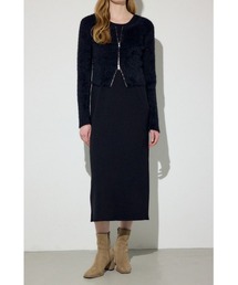 【身長/骨格別着用画像あり】Wジップシャギーカーデセットニットワンピース　秋服　冬服　2セット　カーディガン