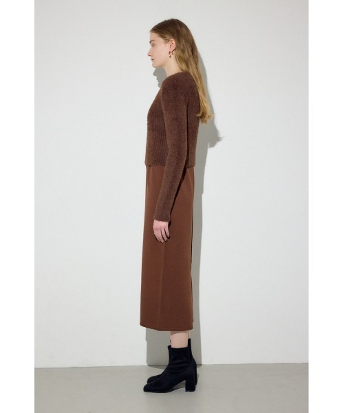 AZUL by moussy(アズールバイマウジー)の「【身長/骨格別着用画像あり】Wジップシャギーカーデセットニットワンピース 秋服 冬服 2セット カーディガン(ワンピース・レディース・グレー/ブラック/ブラウン・SMALL/MEDIUM)」の5枚目の写真