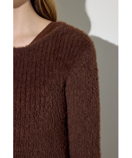 AZUL by moussy(アズールバイマウジー)の「【身長/骨格別着用画像あり】Wジップシャギーカーデセットニットワンピース 秋服 冬服 2セット カーディガン(ワンピース・レディース・グレー/ブラック/ブラウン・SMALL/MEDIUM)」の8枚目の写真
