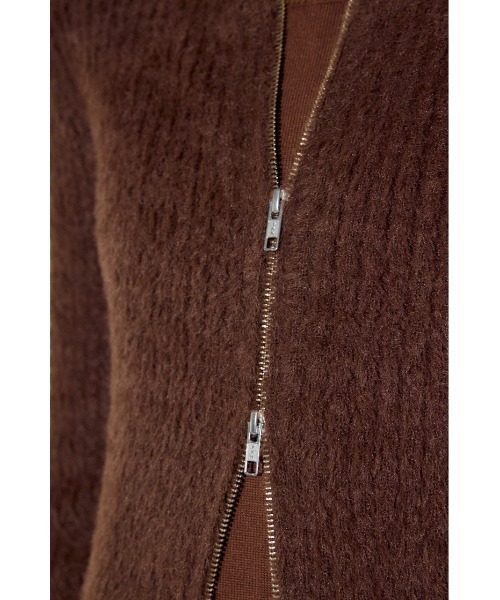 AZUL by moussy(アズールバイマウジー)の「【身長/骨格別着用画像あり】Wジップシャギーカーデセットニットワンピース 秋服 冬服 2セット カーディガン(ワンピース・レディース・グレー/ブラック/ブラウン・SMALL/MEDIUM)」の9枚目の写真