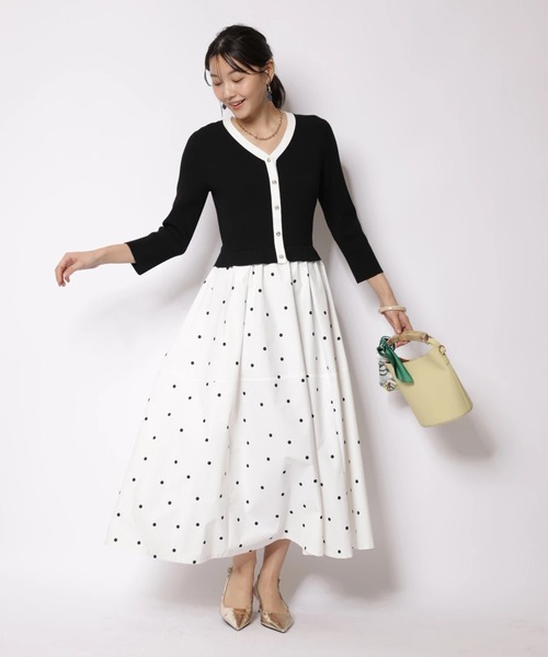JUSGLITTY（ジャスグリッティー）の「ドットスカートドッキングワンピース（ワンピース・レディース・ブラック/ブルー系その他2/ホワイト・2/1）」の5枚目の写真