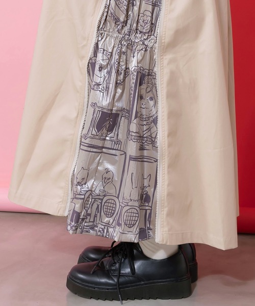 ScoLar（スカラー）の「161615：無地×動物たちの肖像柄 4wayツイルスカート（スカート・レディース・ベージュ/カーキ/ブラック・M）」の20枚目の写真