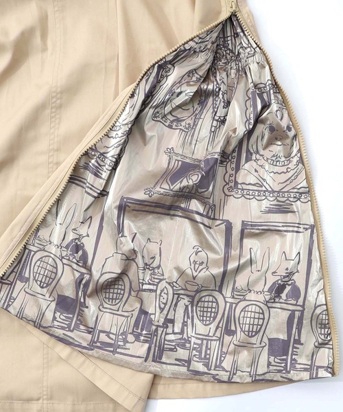 ScoLar（スカラー）の「161615：無地×動物たちの肖像柄 4wayツイルスカート（スカート・レディース・ベージュ/カーキ/ブラック・M）」の13枚目の写真