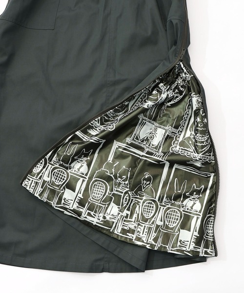 ScoLar（スカラー）の「161615：無地×動物たちの肖像柄 4wayツイルスカート（スカート・レディース・ベージュ/カーキ/ブラック・M）」の9枚目の写真