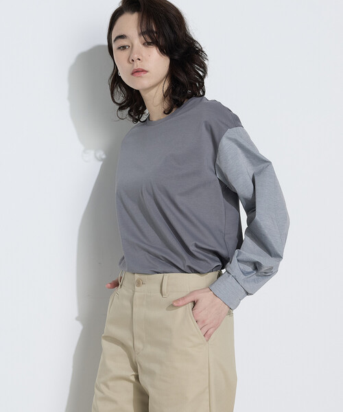 COMME CA(コムサ)の「TCポンチ 異素材プルオーバー(Tシャツ/カットソー・レディース・グレー/ホワイト/サックスブルー・9号/11号)」の19枚目の写真