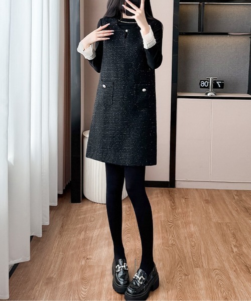 CHUL(チュル)の「ツイードワンピース(ワンピース・レディース・ブラック・MEDIUM/LARGE/X-LARGE/SMALL)」の2枚目の写真