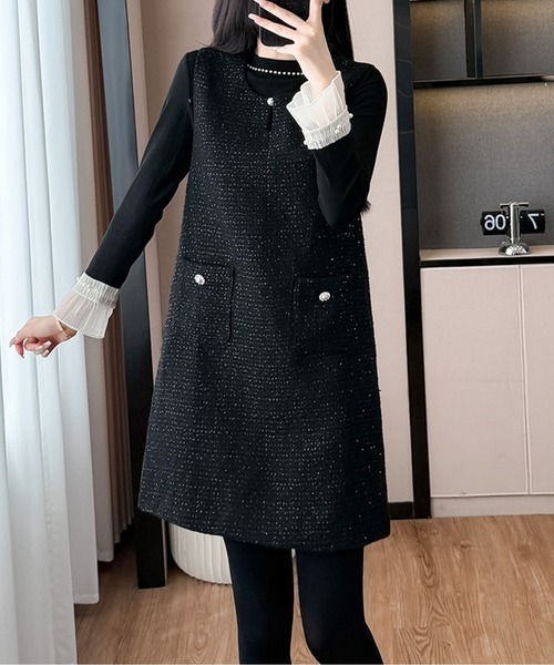 CHUL(チュル)の「ツイードワンピース(ワンピース・レディース・ブラック・MEDIUM/LARGE/X-LARGE/SMALL)」の3枚目の写真