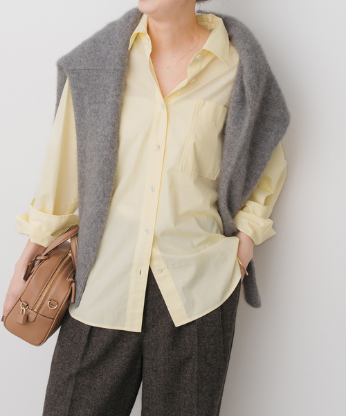 Spick & Span（スピックアンドスパン）の「《新色有り / 追加》50コットンコンパクトシャツ（シャツ/ブラウス・レディース・その他10/ホワイト/イエロー/サックスブルー・FREE）」の4枚目の写真