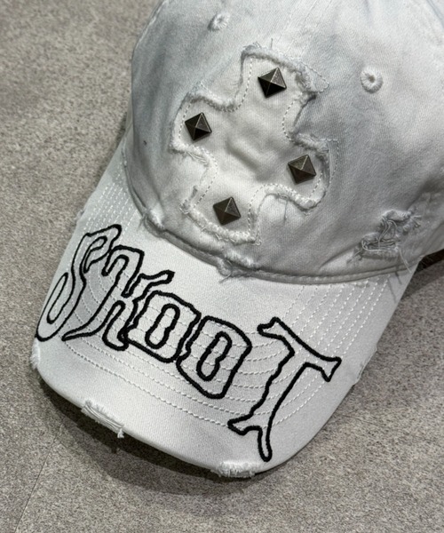 lilful（リルフル）の「【26年春夏新作】スタッズ付き ヴィンテージ加工 ワンポイントクロスモチーフ刺繍キャップ（キャップ・レディース・その他/ホワイト/ブラック・F）」の14枚目の写真