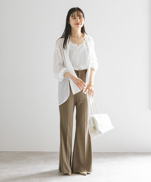 Noble(ノーブル)の「ジャージーフレアパンツ(スラックス・レディース・ブラック/カーキ・36/38)」の17枚目の写真