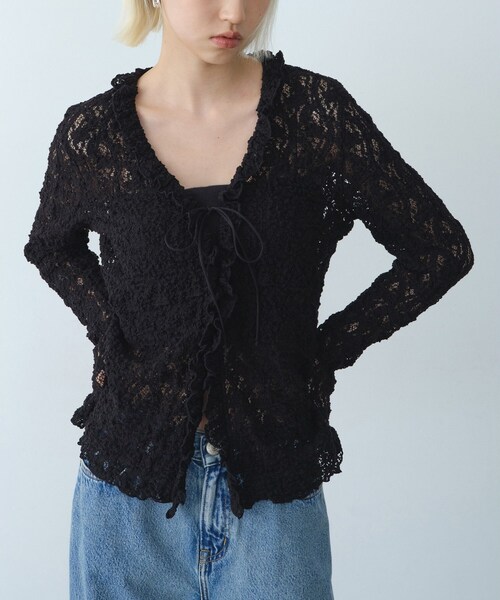 CODE A(コードエー)の「【Re】fluffy lace blouse(シャツ/ブラウス・レディース・ホワイト/オフホワイト/ブラック・00)」の1枚目の写真