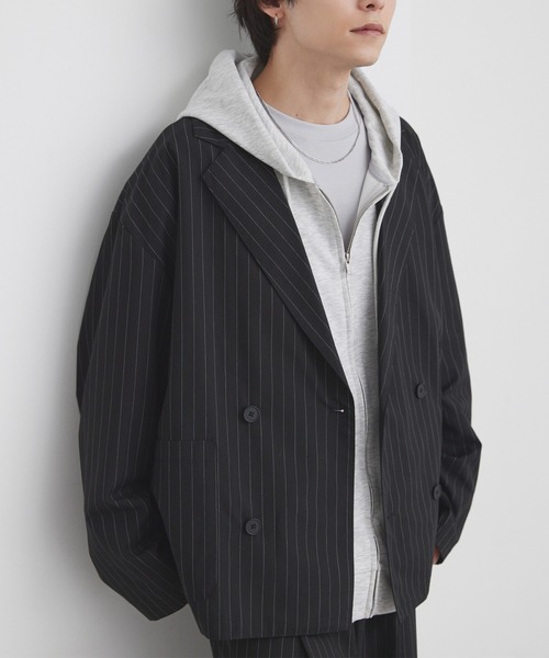MONO-MART（モノマート）の「ライトTR ダブルブレスト テーラードジャケット / UVカット＆アンチピリング＆イージーケア【セットアップ対応】（テーラードジャケット・メンズ・ダークグレー/ダークネイビー/ブラック系/モカ/グレー/ブラック・M/S/L）」の3枚目の写真
