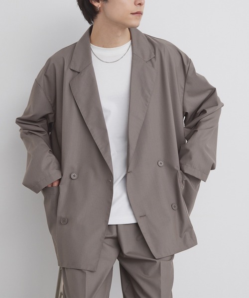 MONO-MART（モノマート）の「ライトTR ダブルブレスト テーラードジャケット / UVカット＆アンチピリング＆イージーケア【セットアップ対応】（テーラードジャケット・メンズ・ダークグレー/ダークネイビー/ブラック系/モカ/グレー/ブラック・M/S/L）」の5枚目の写真