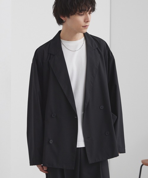 MONO-MART（モノマート）の「ライトTR ダブルブレスト テーラードジャケット / UVカット＆アンチピリング＆イージーケア【セットアップ対応】（テーラードジャケット・メンズ・ダークグレー/ダークネイビー/ブラック系/モカ/グレー/ブラック・M/S/L）」の17枚目の写真