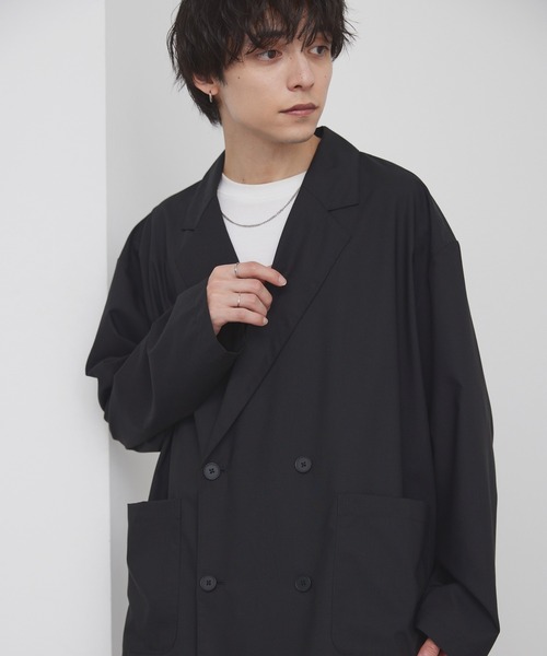 MONO-MART(モノマート)の「ライトTR ダブルブレスト テーラードシャツジャケット / UVカット&アンチピリング&イージーケア【セットアップ対応】(テーラードジャケット・メンズ・ダークグレー/ダークネイビー/ブラック系/モカ/グレー/ブラック・M/S/L)」の18枚目の写真