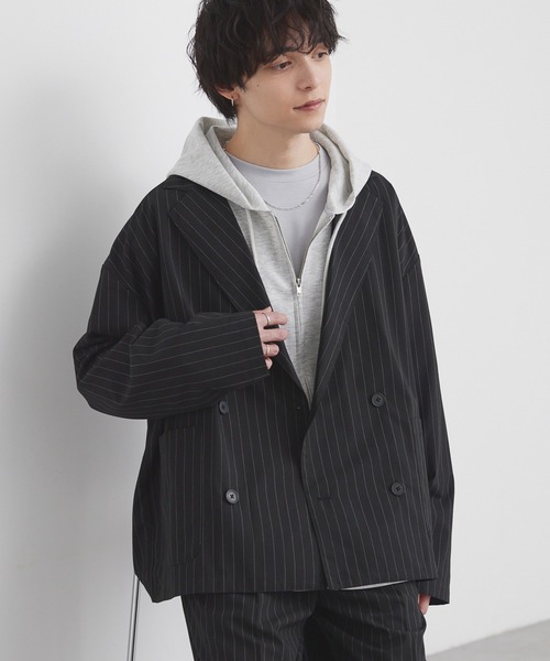 MONO-MART（モノマート）の「ライトTR ダブルブレスト テーラードジャケット / UVカット＆アンチピリング＆イージーケア【セットアップ対応】（テーラードジャケット・メンズ・ダークグレー/ダークネイビー/ブラック系/モカ/グレー/ブラック・M/S/L）」の8枚目の写真