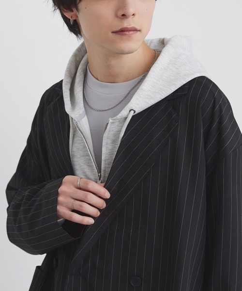 MONO-MART（モノマート）の「ライトTR ダブルブレスト テーラードジャケット / UVカット＆アンチピリング＆イージーケア【セットアップ対応】（テーラードジャケット・メンズ・ダークグレー/ダークネイビー/ブラック系/モカ/グレー/ブラック・M/S/L）」の12枚目の写真