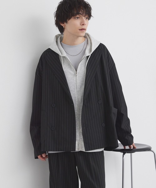 MONO-MART（モノマート）の「ライトTR ダブルブレスト テーラードジャケット / UVカット＆アンチピリング＆イージーケア【セットアップ対応】（テーラードジャケット・メンズ・ダークグレー/ダークネイビー/ブラック系/モカ/グレー/ブラック・M/S/L）」の14枚目の写真