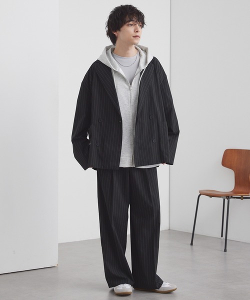 MONO-MART（モノマート）の「ライトTR ダブルブレスト テーラードジャケット / UVカット＆アンチピリング＆イージーケア【セットアップ対応】（テーラードジャケット・メンズ・ダークグレー/ダークネイビー/ブラック系/モカ/グレー/ブラック・M/S/L）」の15枚目の写真