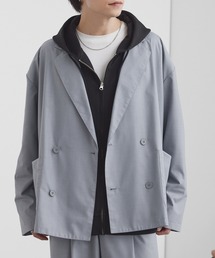 MONO-MART's "Light TR Double-Breasted Tailored Shirt Jacket / UV Cut & Anti-Pilling & Easy Care [Set-Up] (Tailored Jacket)"
