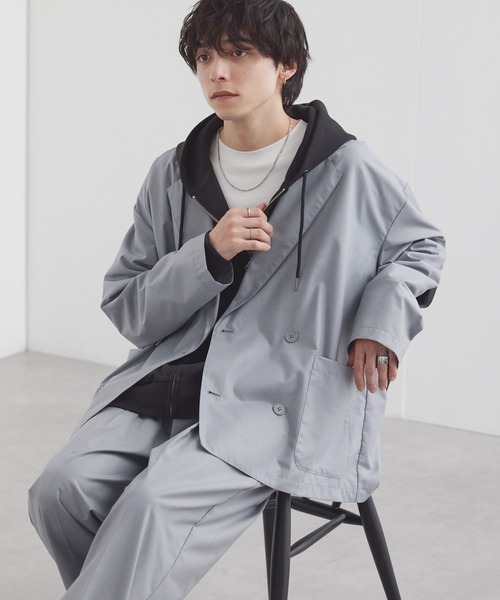 MONO-MART(モノマート)の「ライトTR ダブルブレスト テーラードシャツジャケット / UVカット&アンチピリング&イージーケア【セットアップ対応】(テーラードジャケット・メンズ・ダークグレー/ダークネイビー/ブラック系/モカ/グレー/ブラック・M/S/L)」の21枚目の写真