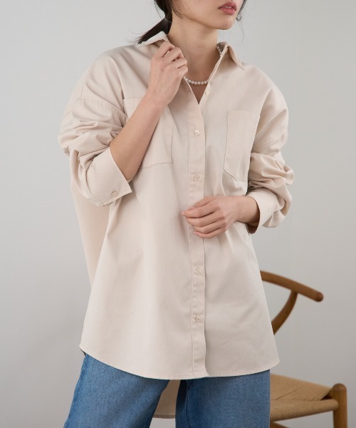 TRIANGLE PALETTE（トライアングルパレット）の「デニム オーバーサイズ シャツ ジャケット（シャツ/ブラウス・レディース・ブルー/ブラック/アイボリー・FREE）」の2枚目の写真